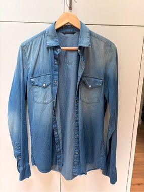 Light Wash Denim Western Shirt